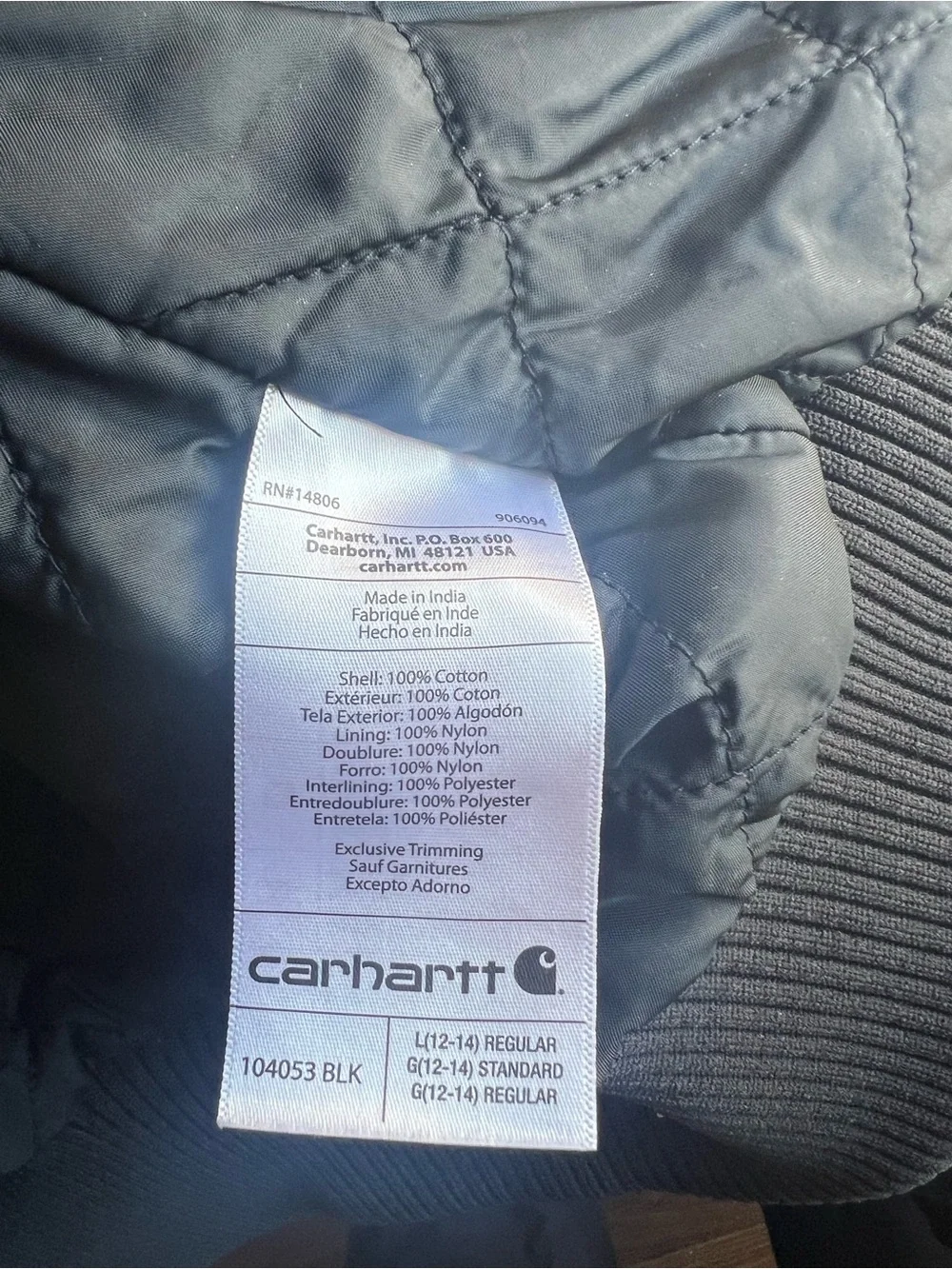 Carhartt Womens Black Duck Quilt Lined Active Work Jacket - Picture 5 of 5